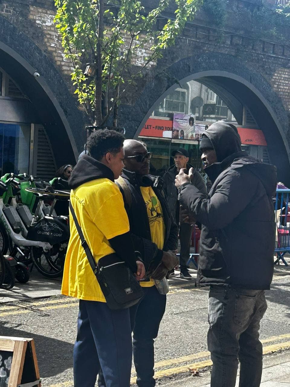 Hold It Down team speaking with a community member during the Where Are The Men campaign in Croydon